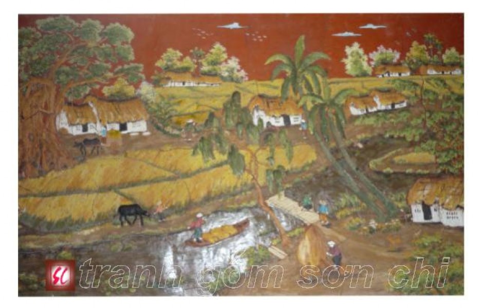 Tranh Mùa Gặt Gốm Bát Tràng